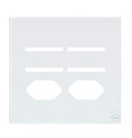 Placa p/ 4 Interruptors + Tomada dupla 4x4 - Novara glass Branco